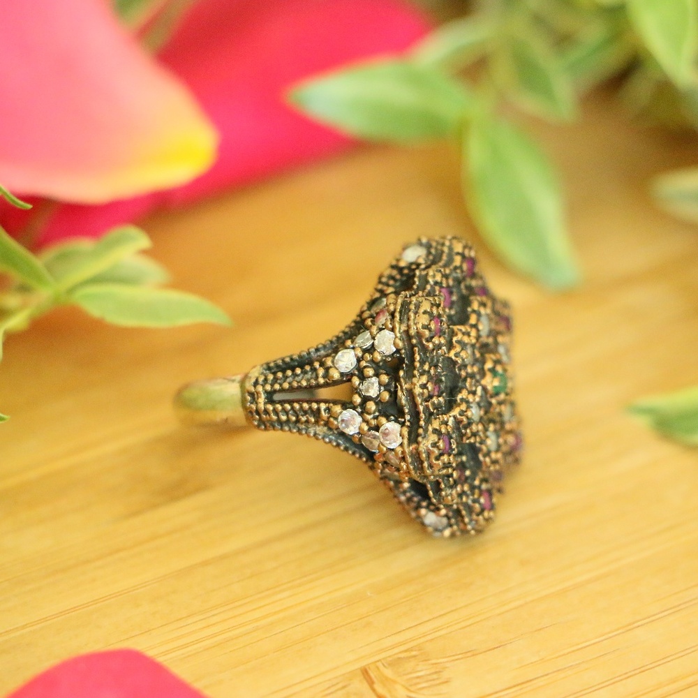 Sterling Silver Ruby, Emerald and Topaz S 7.25 - Picture 5 of 8